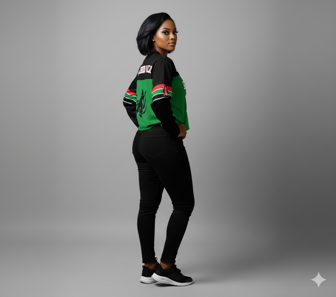 Green - White Kenya Baseball Shirt - Long Sleeved - Image 3