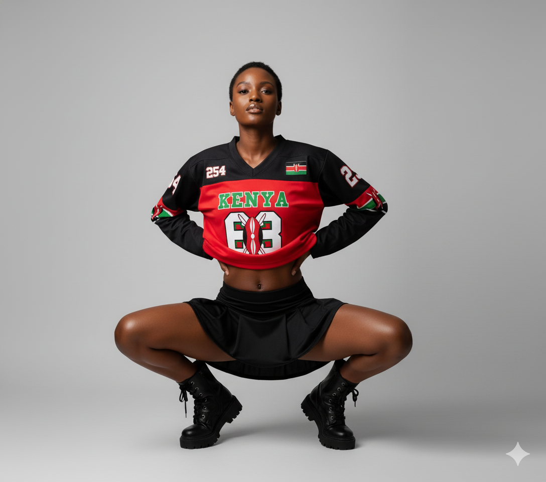 Red - Black Kenya Baseball Shirt -  Long Sleeved