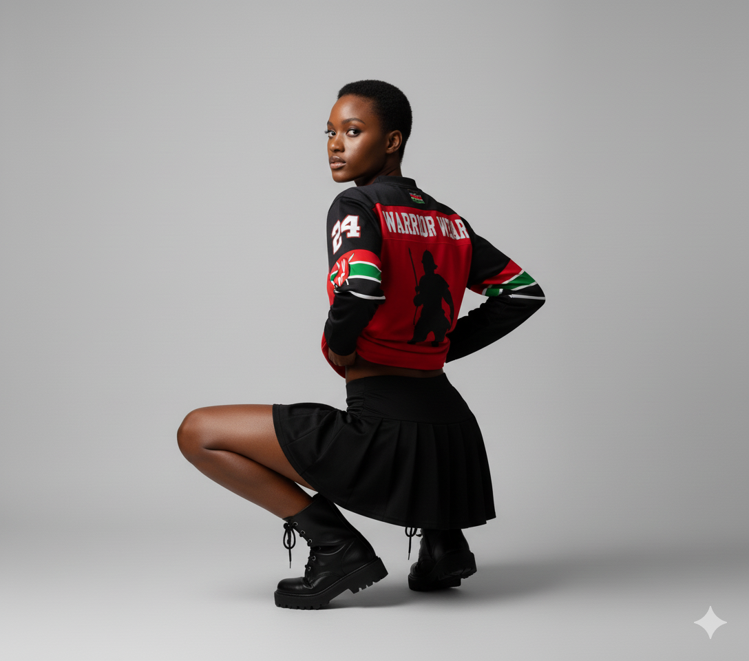Red - Black Kenya Baseball Shirt - Long Sleeved - Image 5