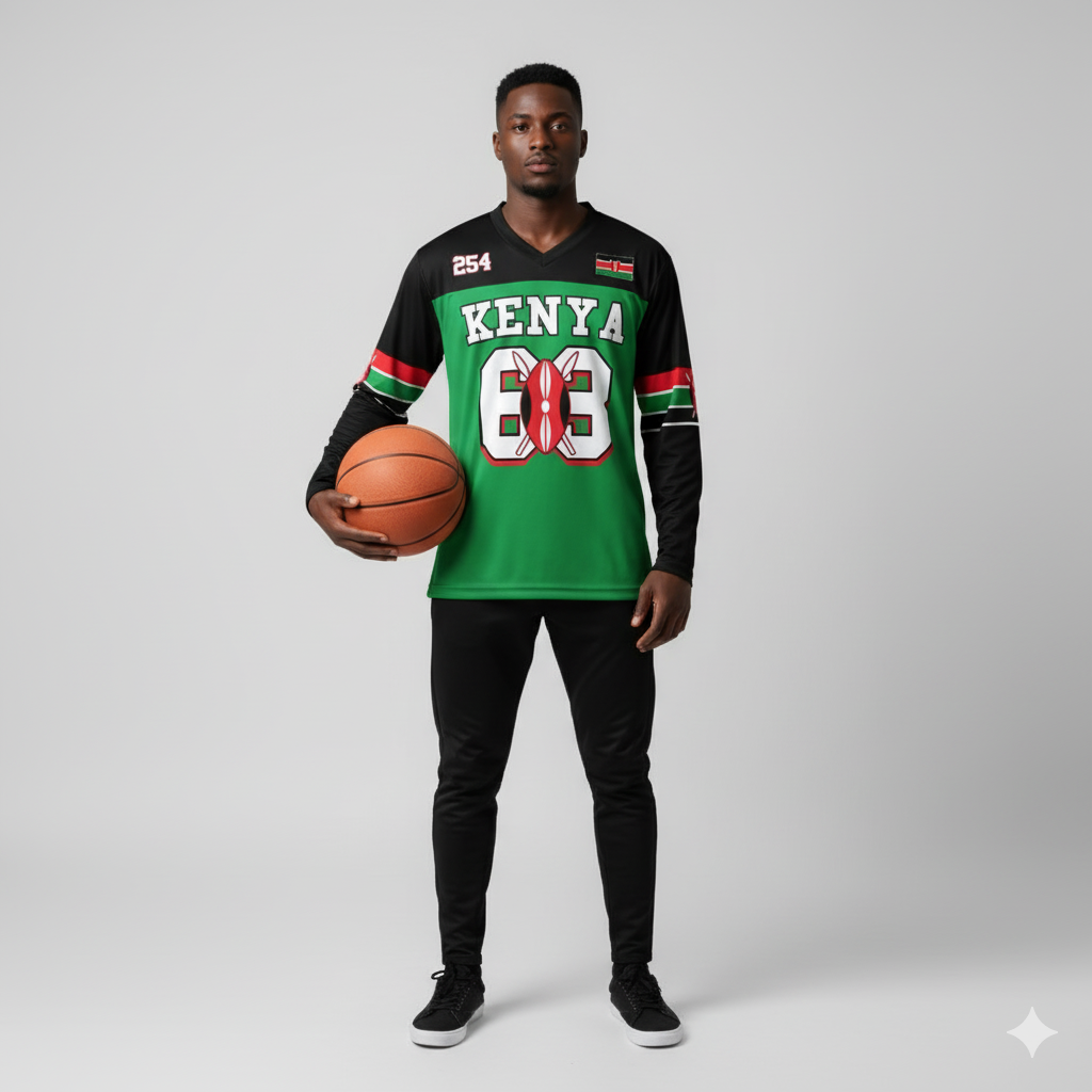 Green - White Kenya Baseball Shirt - Long Sleeved - Image 4