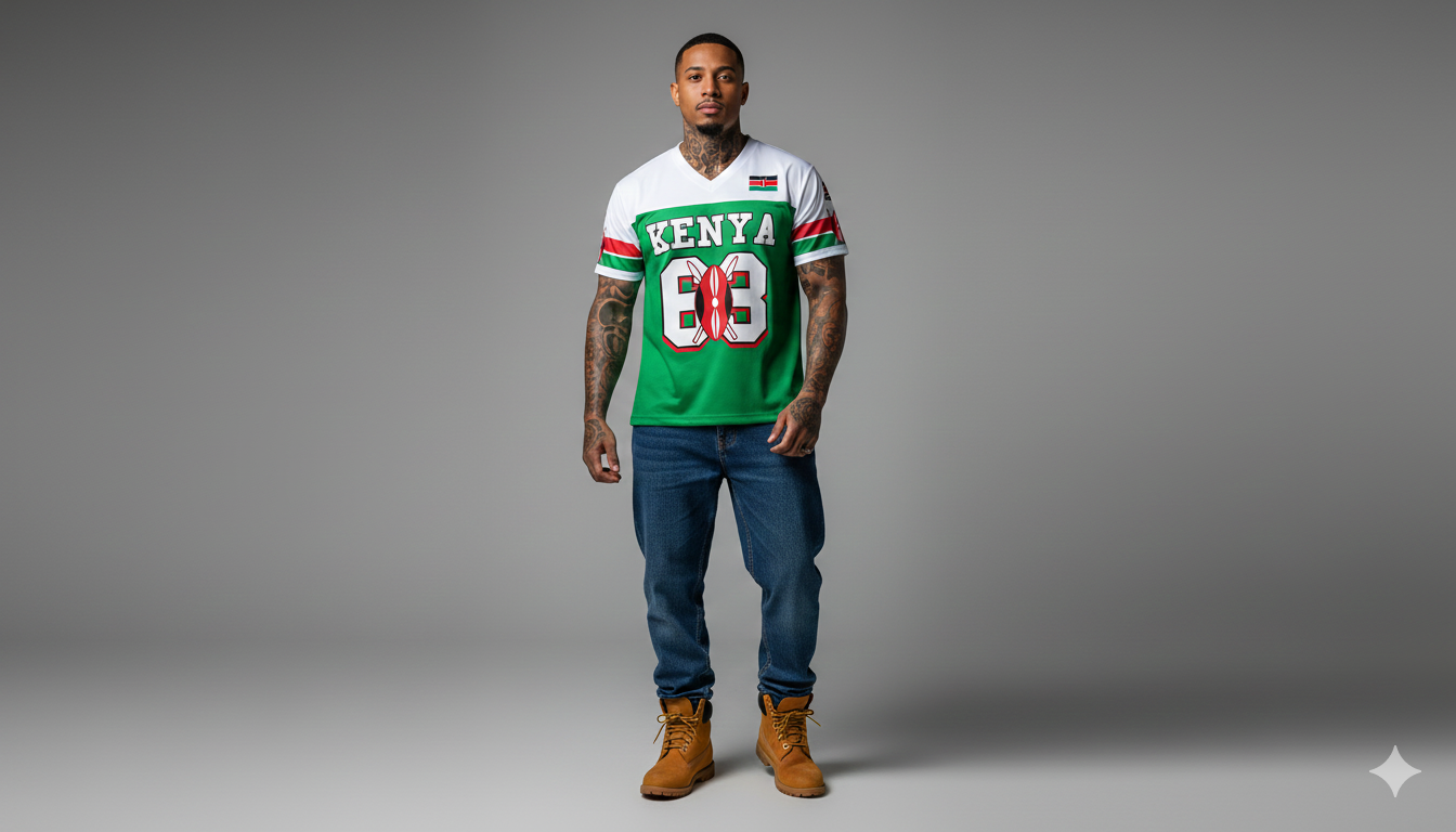 Green - White Kenya Baseball Shirt – Short Sleeved