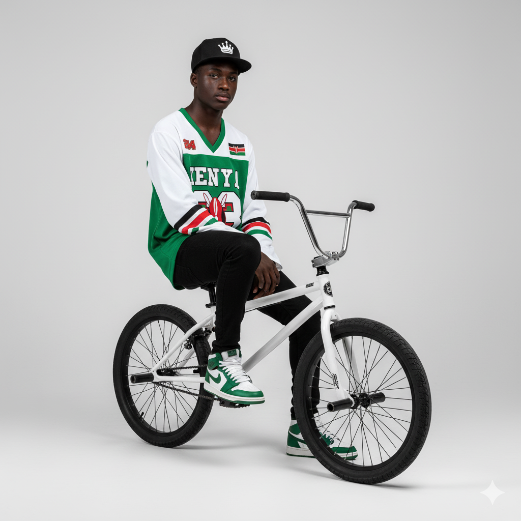 Green - White Kenya Baseball Shirt - Long Sleeved