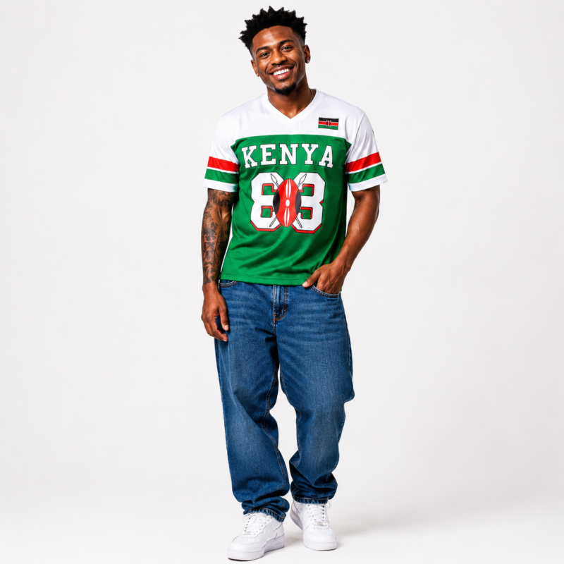 Green - White Kenya Baseball Shirt – Short Sleeved