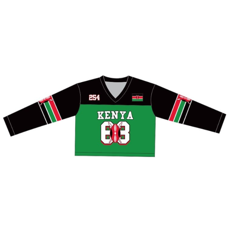 Green - White Kenya Baseball Shirt - Long Sleeved - Image 7