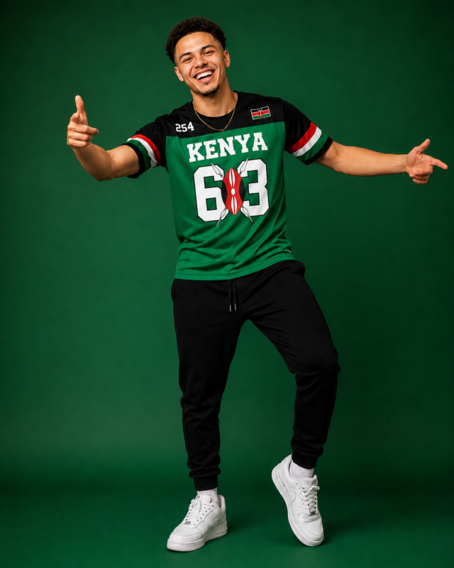 Black - Green Kenya Baseball Shirt – Short Sleeved